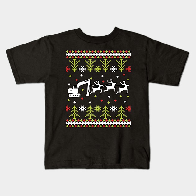 baggerfahrer ugly christmas shirt Kids T-Shirt by HBfunshirts